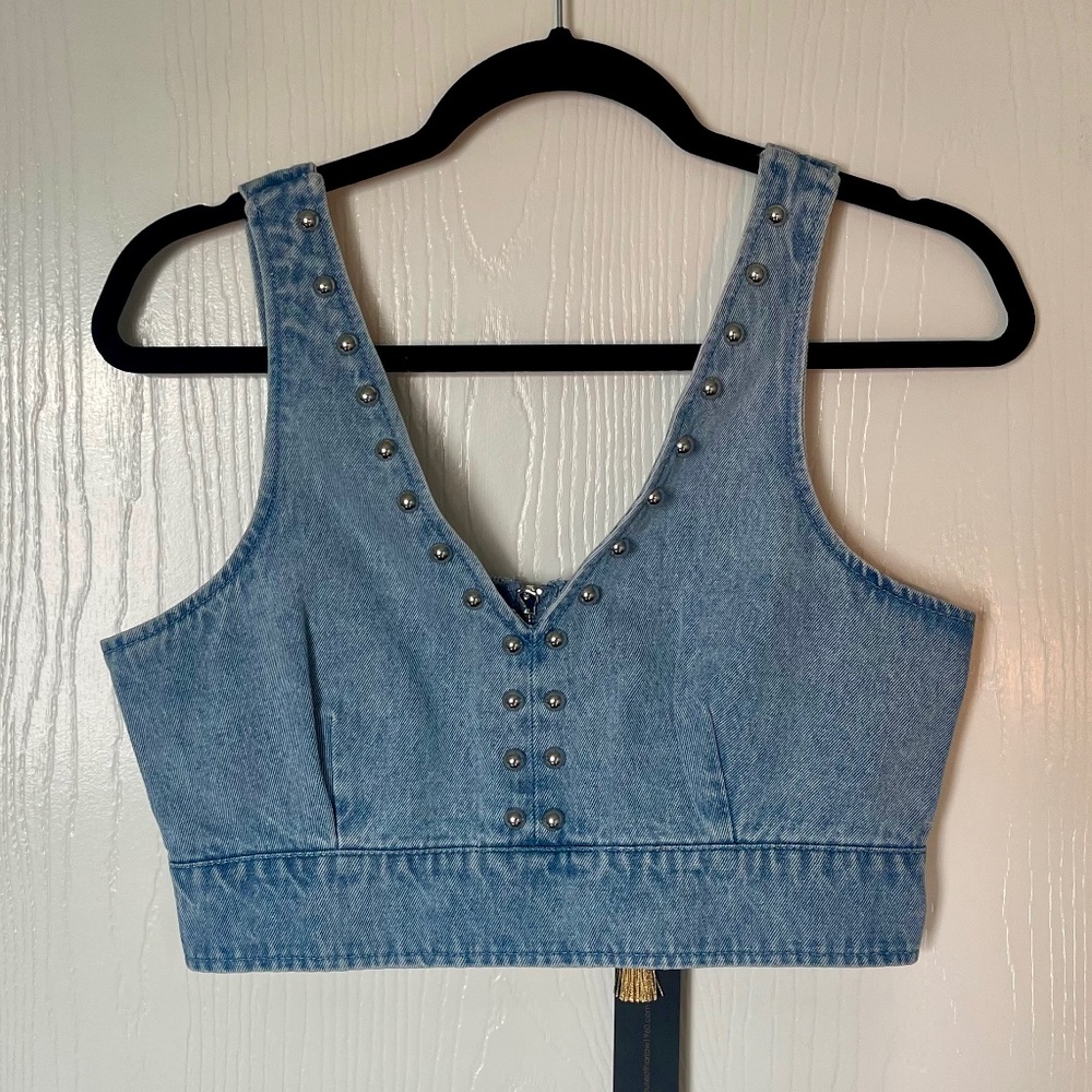 House of Harlow 1960 Studded Denim Top